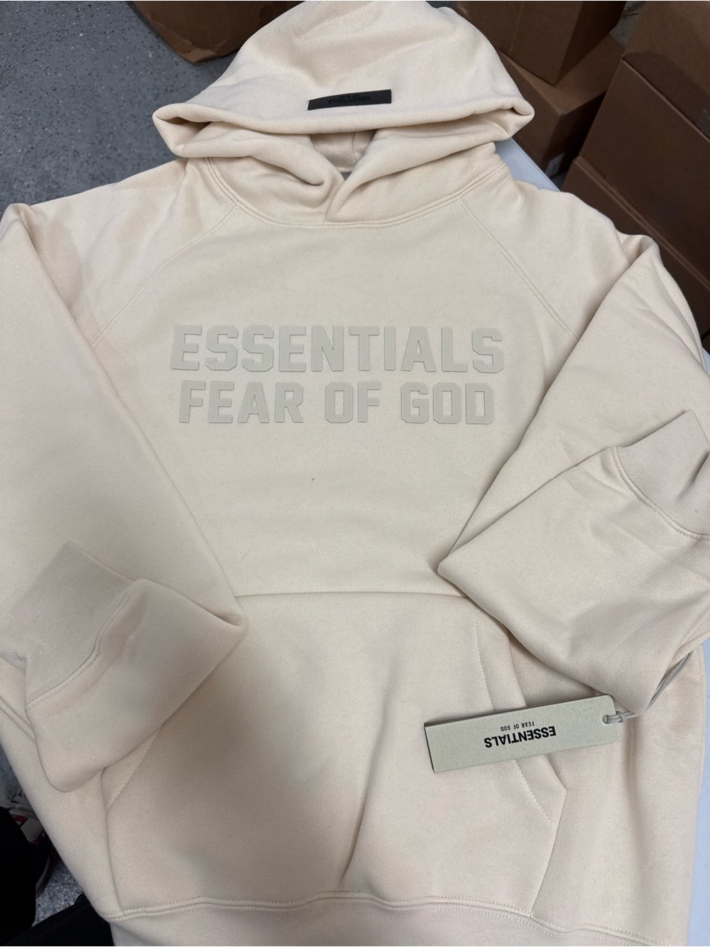 Fear of God ESSENTIALS Hoodie Eggshell Size XS Brand New With Tags
